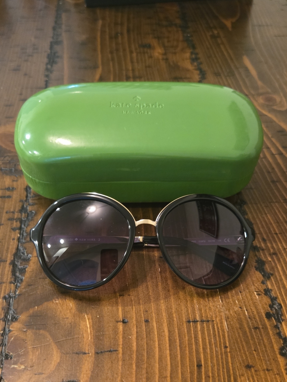 kate spade Black Round Sunglasses with Gold Bridge